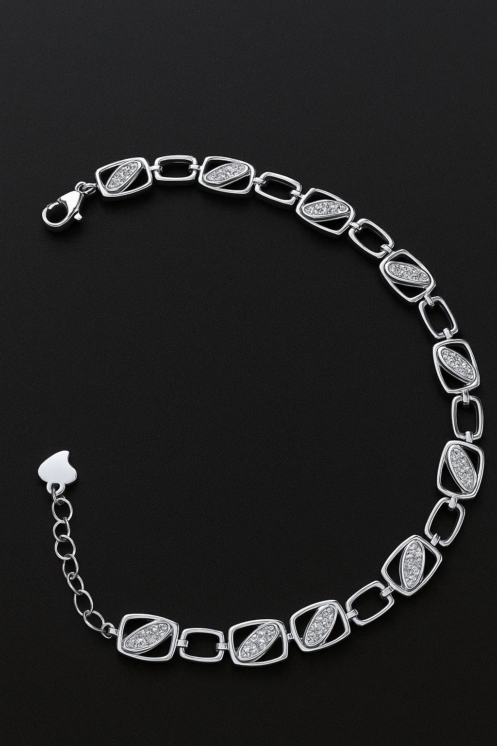 925 Silver Geometric Stone-Studded Bracelet