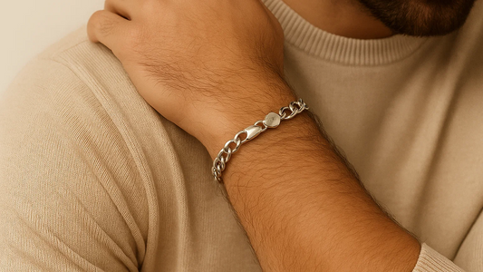 925 Silver Cuban Link Chain Bracelet for Men