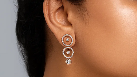 Rose Gold Plated Silver Necklace & Earring Set – Modern Geometric Designer Jewelry