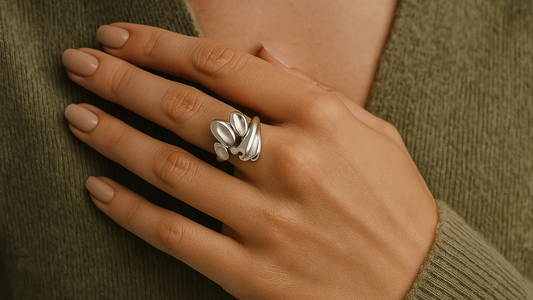 925 Silver Abstract Flow Ring