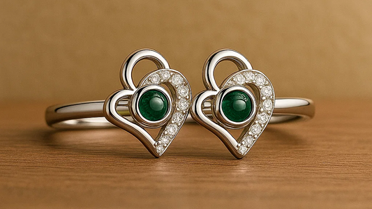 Emerald Heart Silver Toe Ring