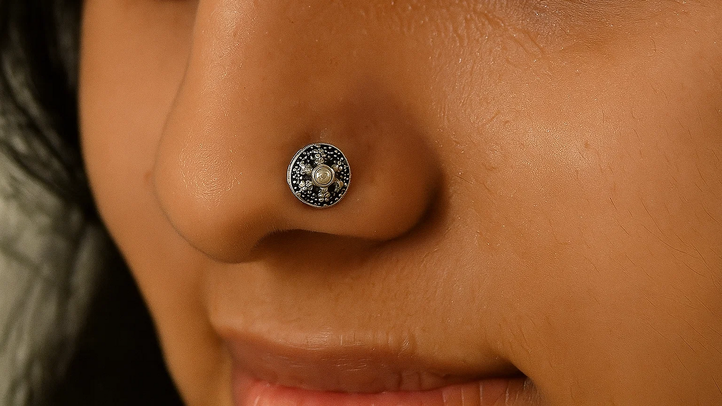 Vintage Sun Flora Silver Nosepin