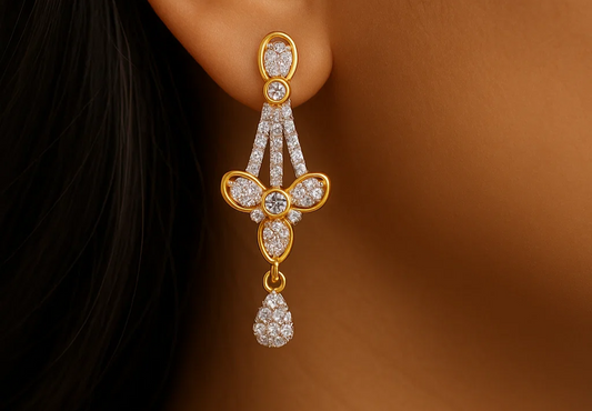 Elegant Gold-Plated Silver Necklace Set with Matching Earrings – Floral Design