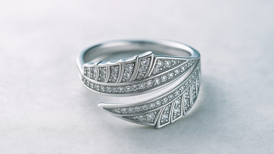 925 Sterling Silver Leaf Design Adjustable Ring