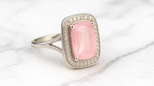 Elegant Cushion-Cut Pink Stone 925 Sterling Silver Ring