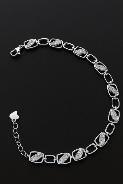 925 Silver Geometric Stone-Studded Bracelet