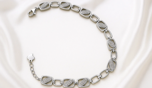 925 Silver Geometric Stone-Studded Bracelet