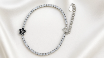 Floral Charm 925 Sterling Silver Tennis Bracelet