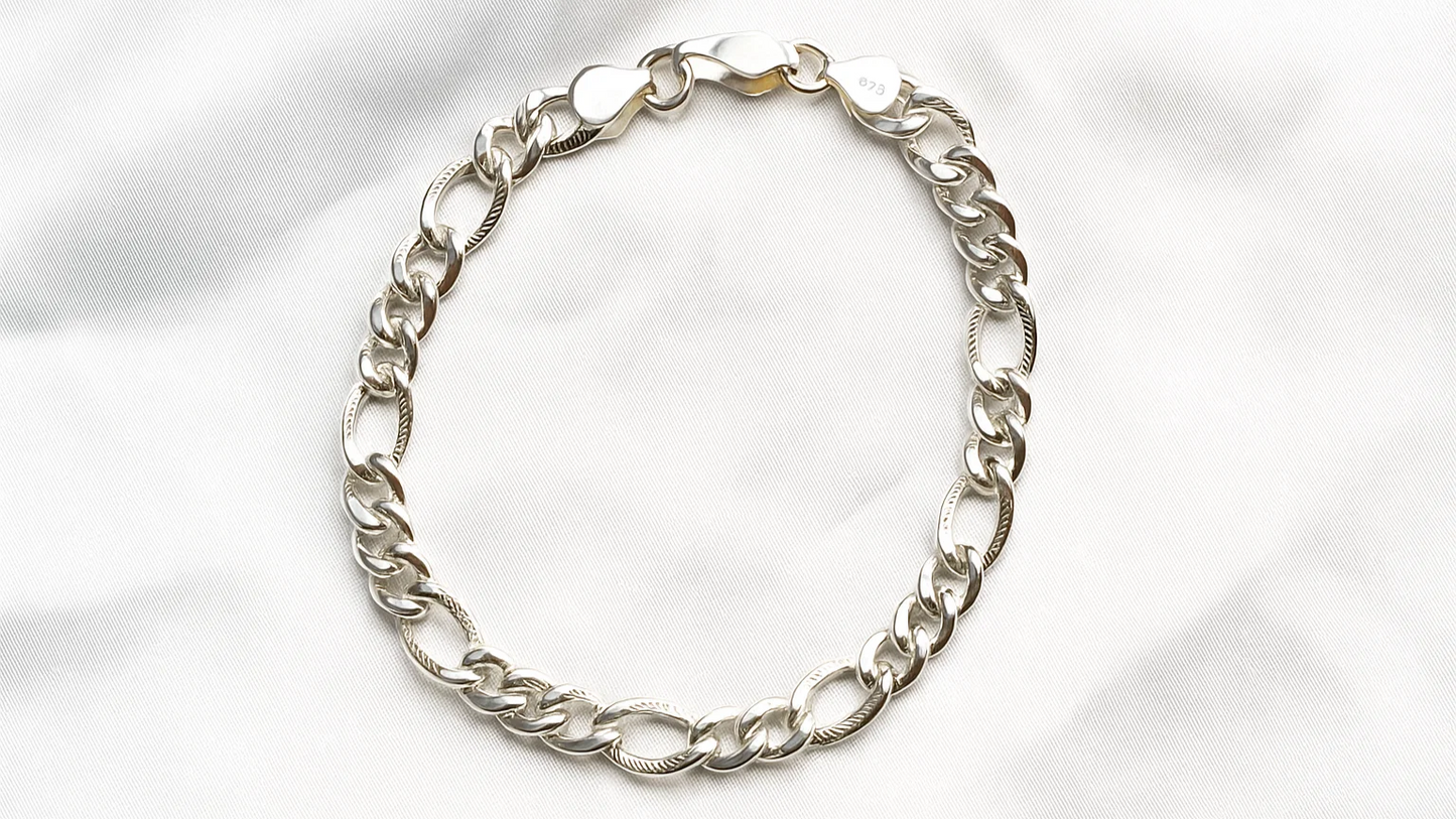 925 Silver Cuban Link Chain Bracelet for Men