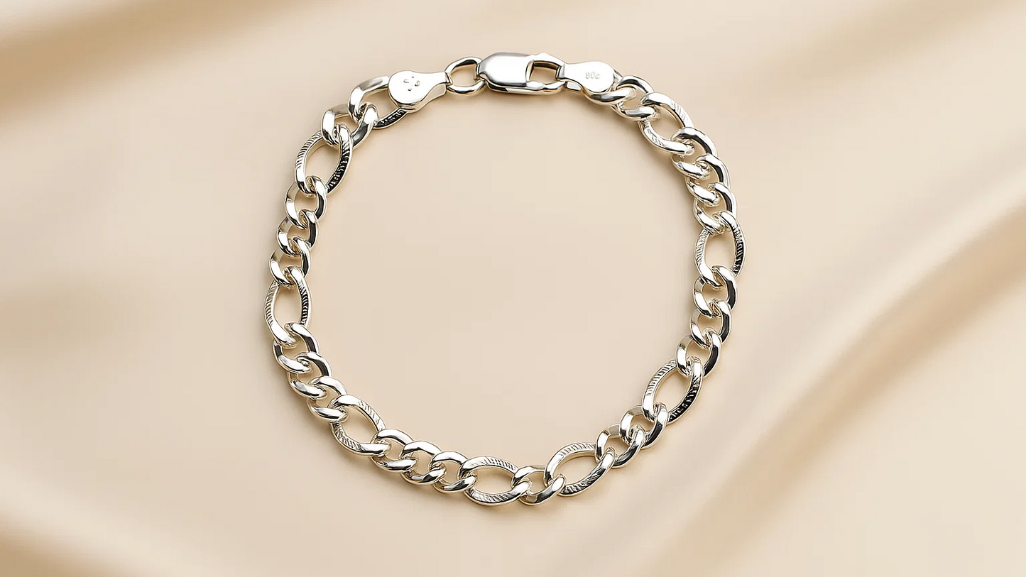 925 Silver Cuban Link Chain Bracelet for Men