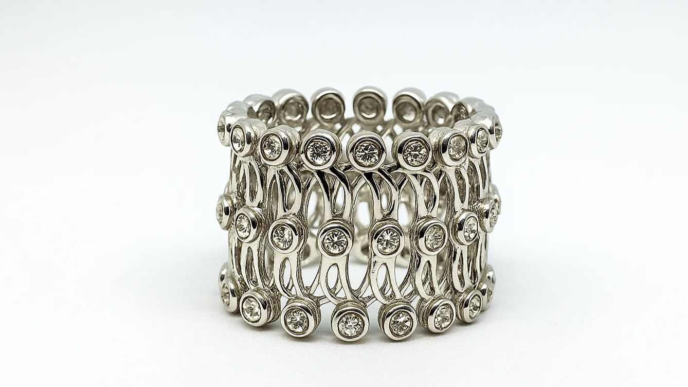 Designer Silver Openwork Cuff Bracelet – Ring-cum-Bracelet