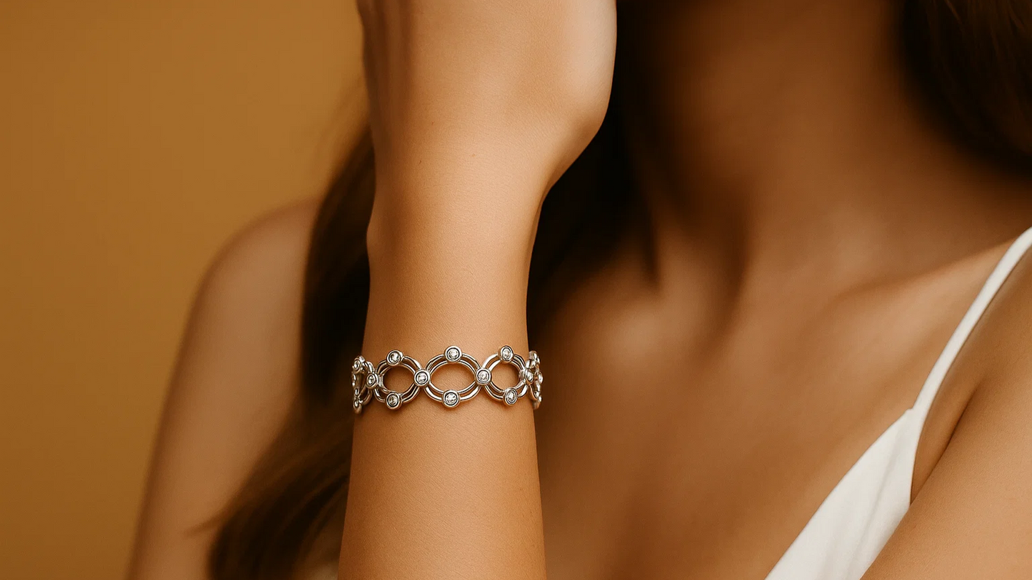 Designer Silver Openwork Cuff Bracelet – Ring-cum-Bracelet