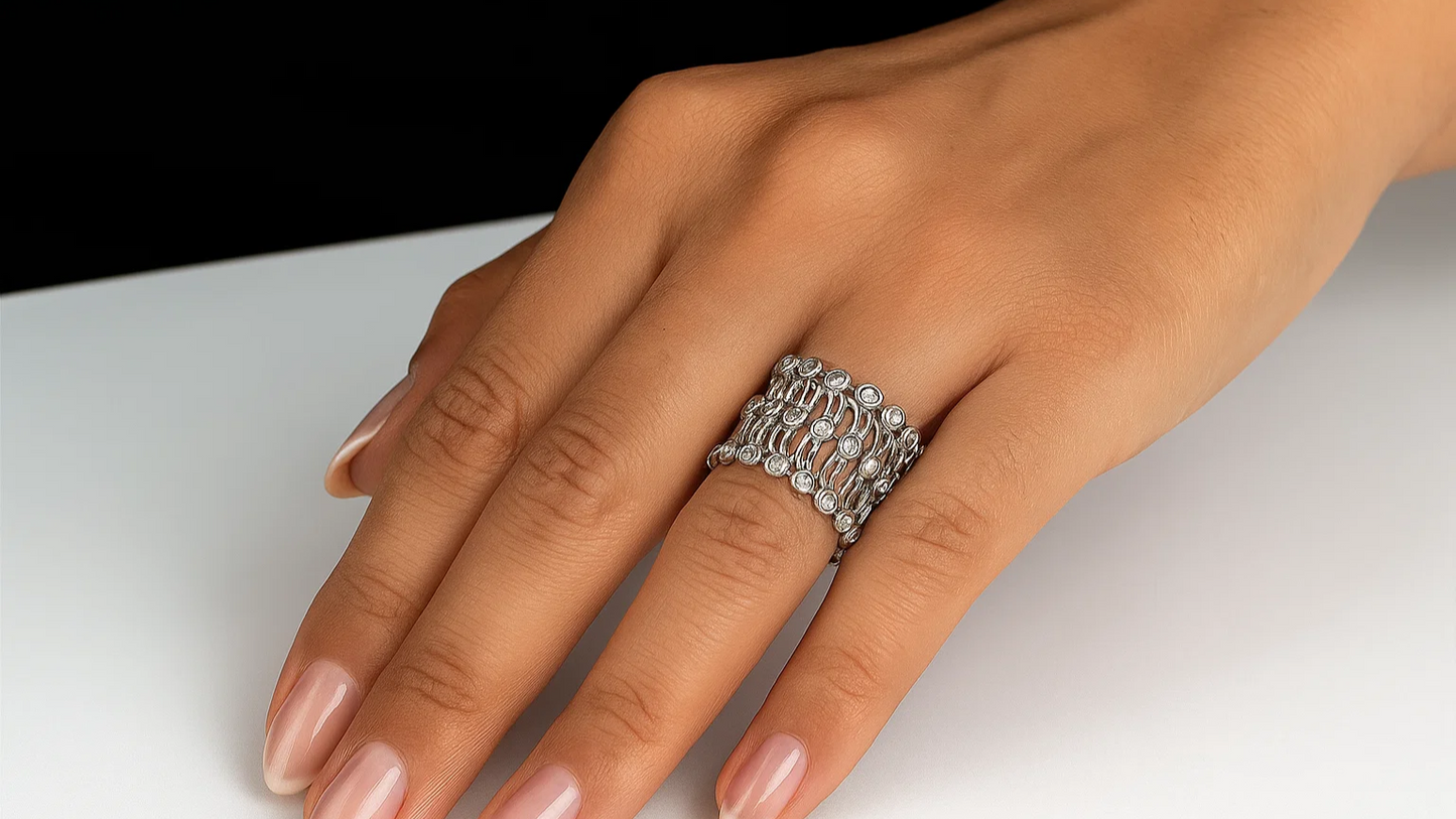 Designer Silver Openwork Cuff Bracelet – Ring-cum-Bracelet