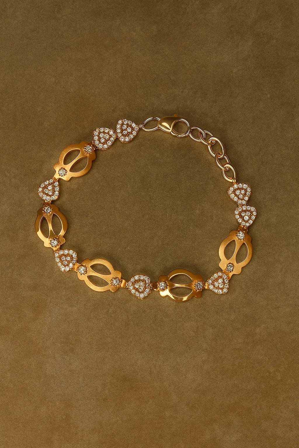 Royal Heart & Floral Rose Gold-Plated Bracelet