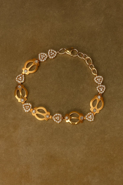 Royal Heart & Floral Rose Gold-Plated Bracelet