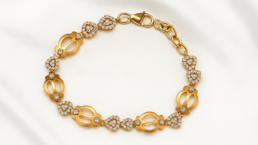 Royal Heart & Floral Rose Gold-Plated Bracelet