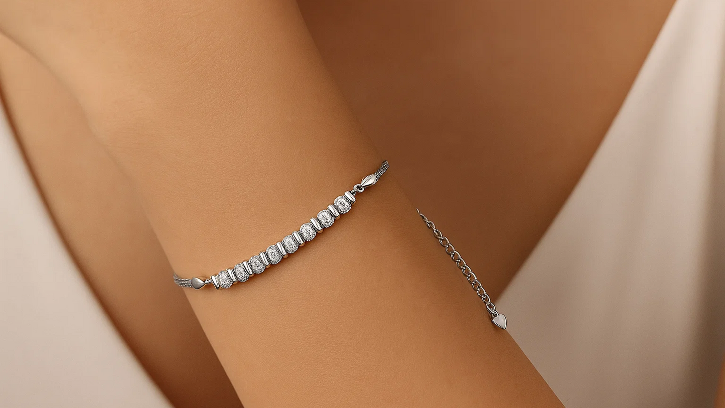 925 Sterling Silver Sparkle Bar Bracelet
