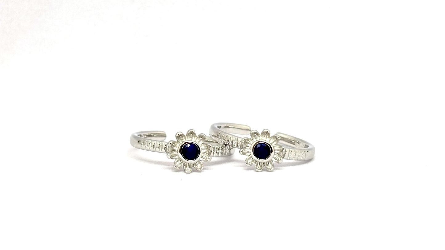 Floral Charm 925 Silver Toe Ring
