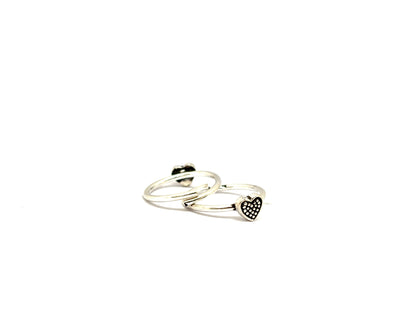 Silver Adjustable Toe Ring – Heart Motif Ethnic Design