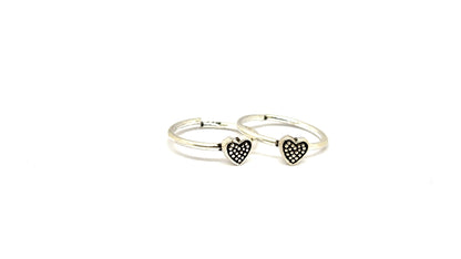 Silver Adjustable Toe Ring – Heart Motif Ethnic Design