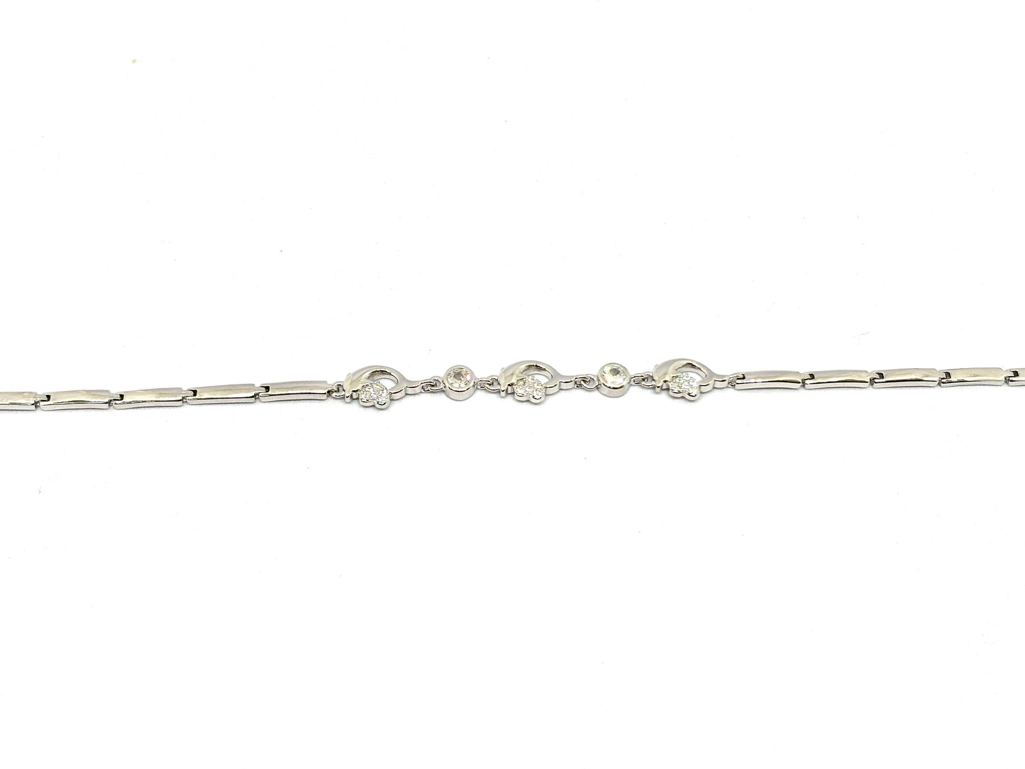 Elegant Silver Floral Charm Bracelet – Adjustable Crystal Accent Women’s Jewelry