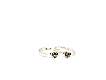 Silver Adjustable Toe Ring – Heart Motif Ethnic Design