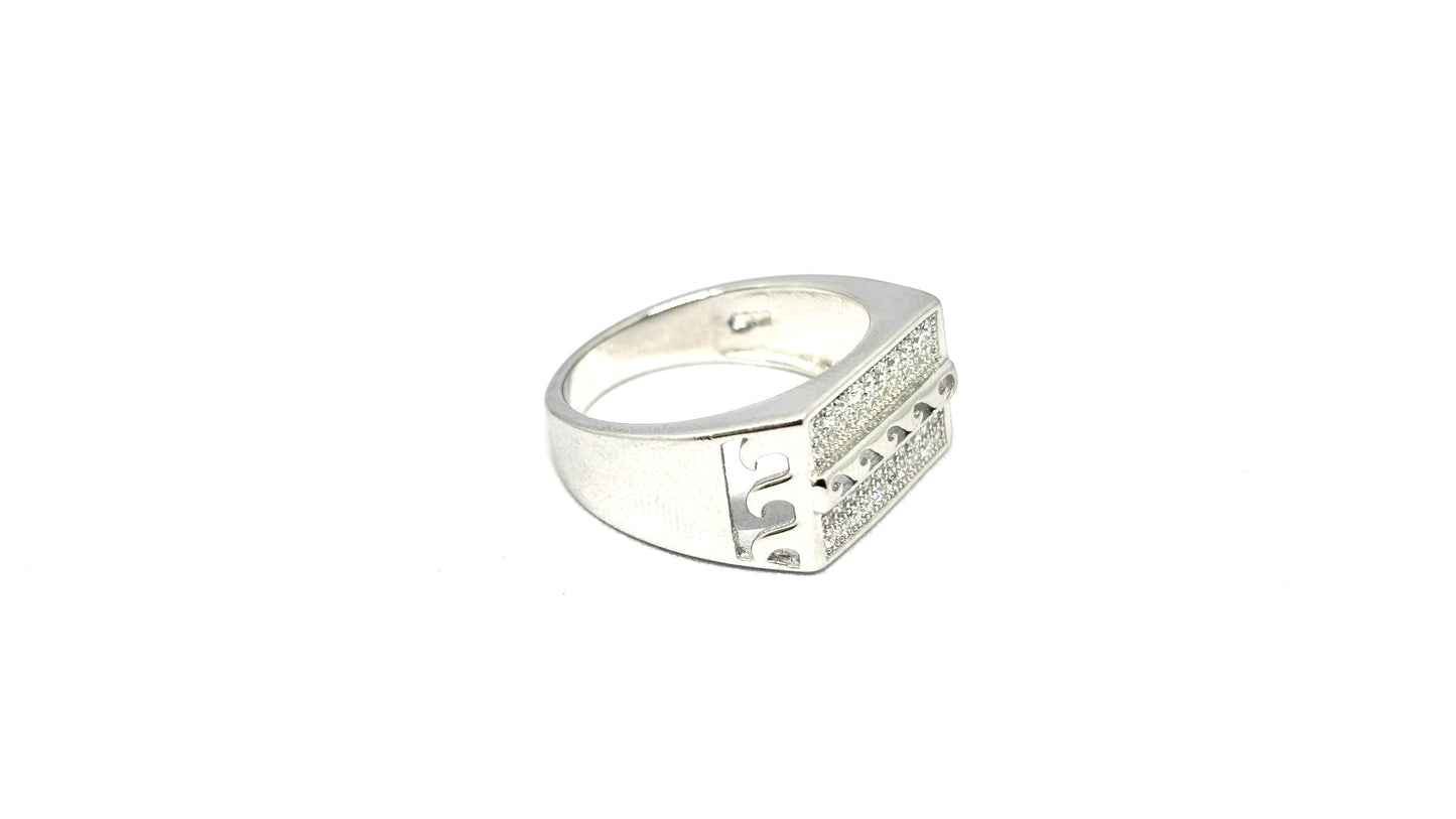 Men’s 925 Sterling Silver Rectangular Stone Ring