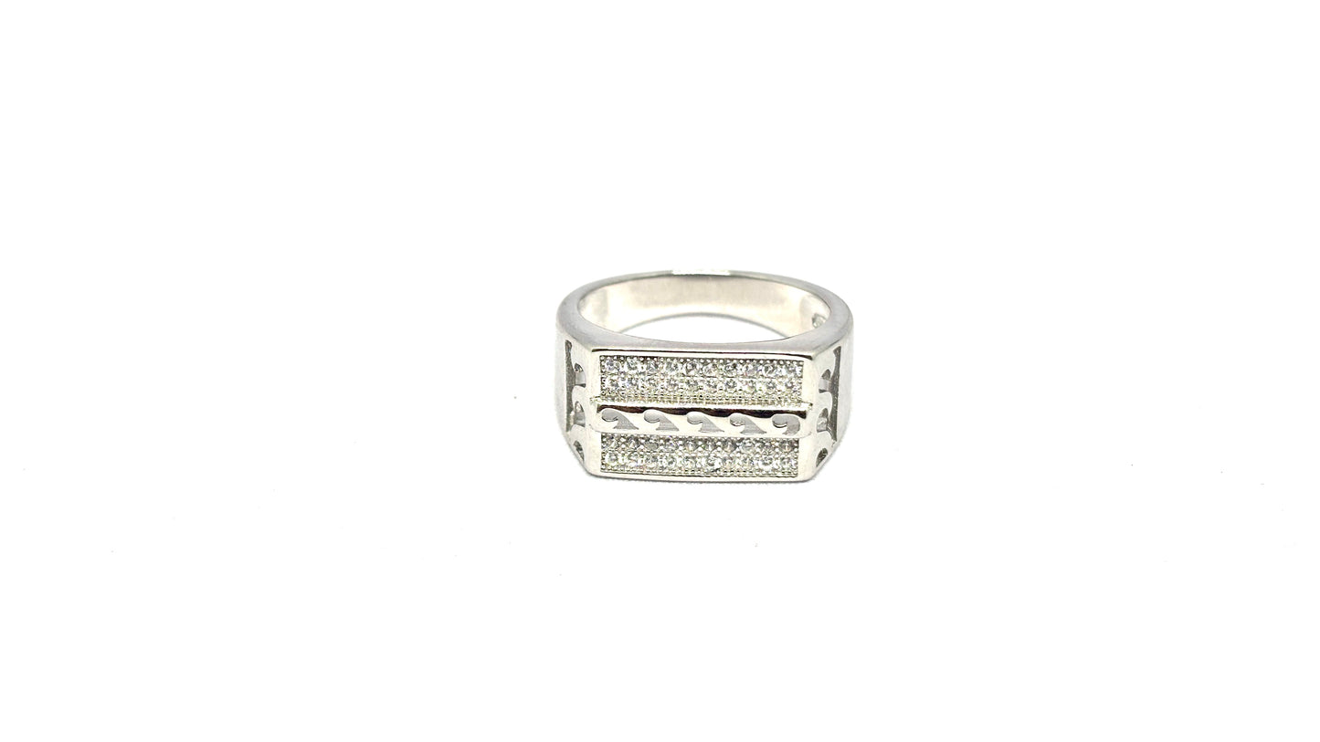Men’s 925 Sterling Silver Rectangular Stone Ring