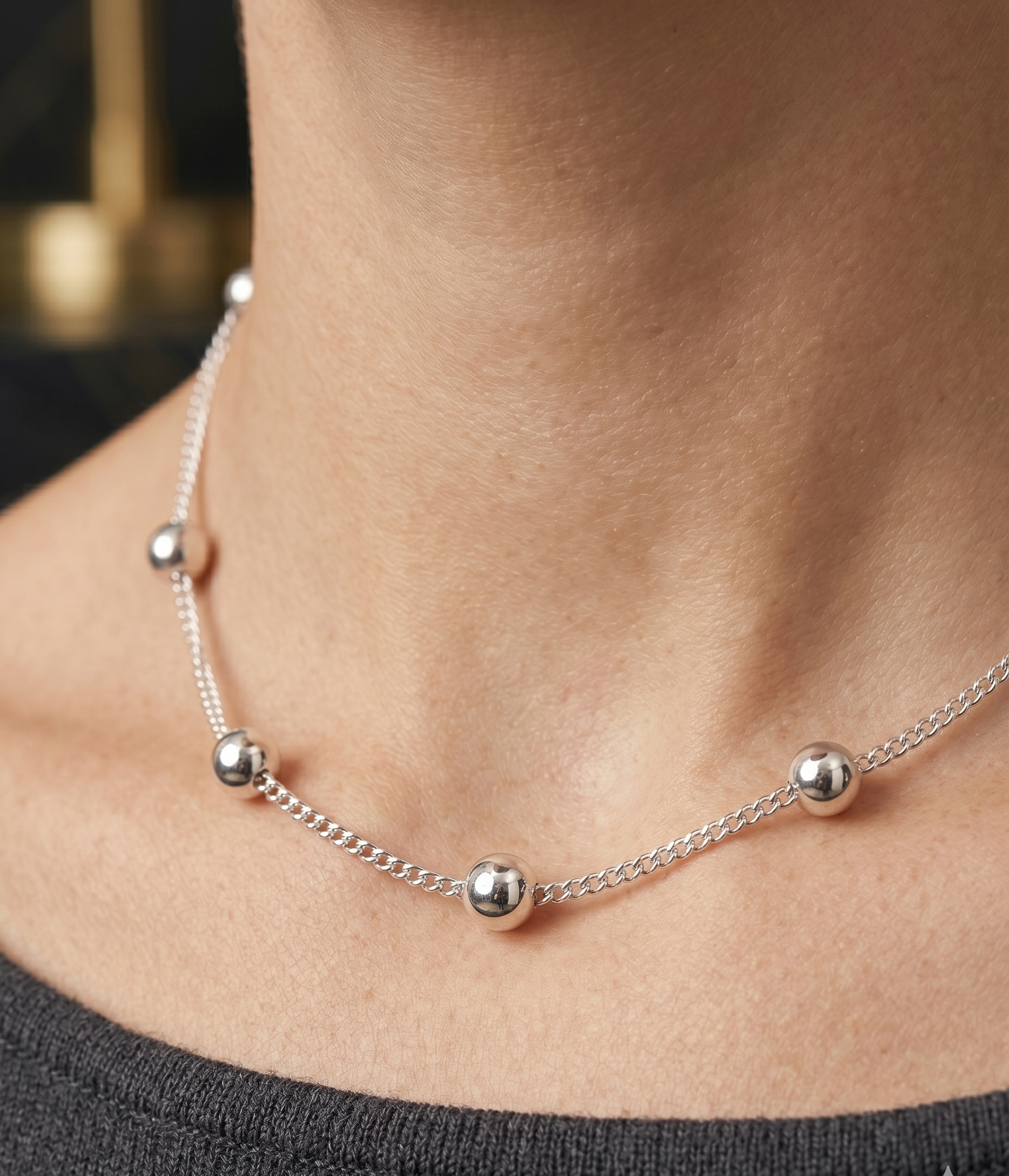 Silver Bead Station Chain