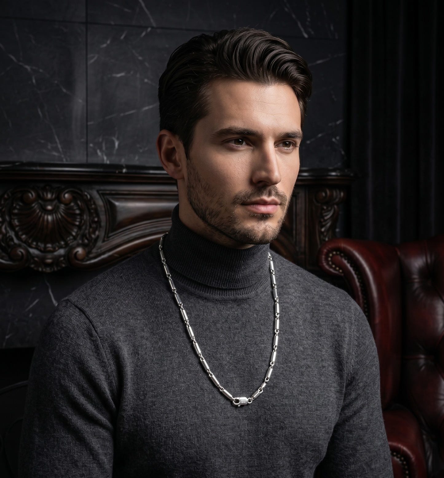 Premium Men's Silver Cylinder Link Chain