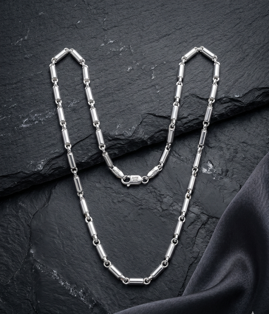 Premium Men's Silver Cylinder Link Chain