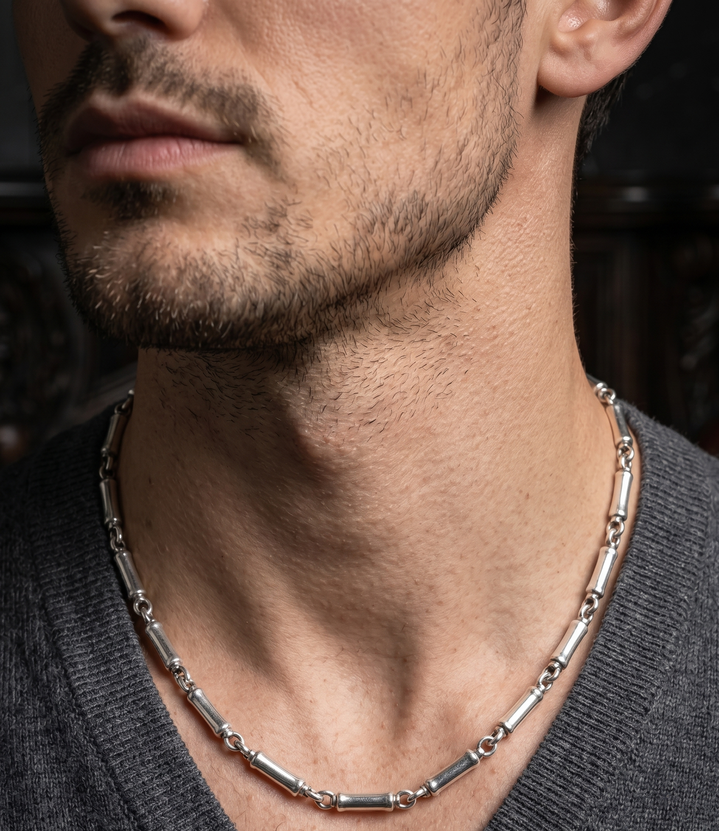Premium Men's Silver Cylinder Link Chain
