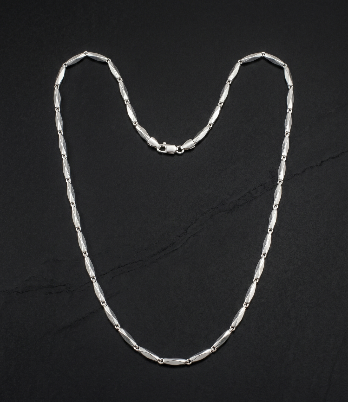 Premium 925 Sterling Silver Faceted Bar Chain