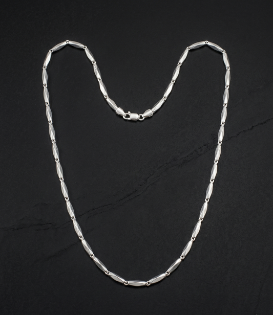 Premium 925 Sterling Silver Faceted Bar Chain