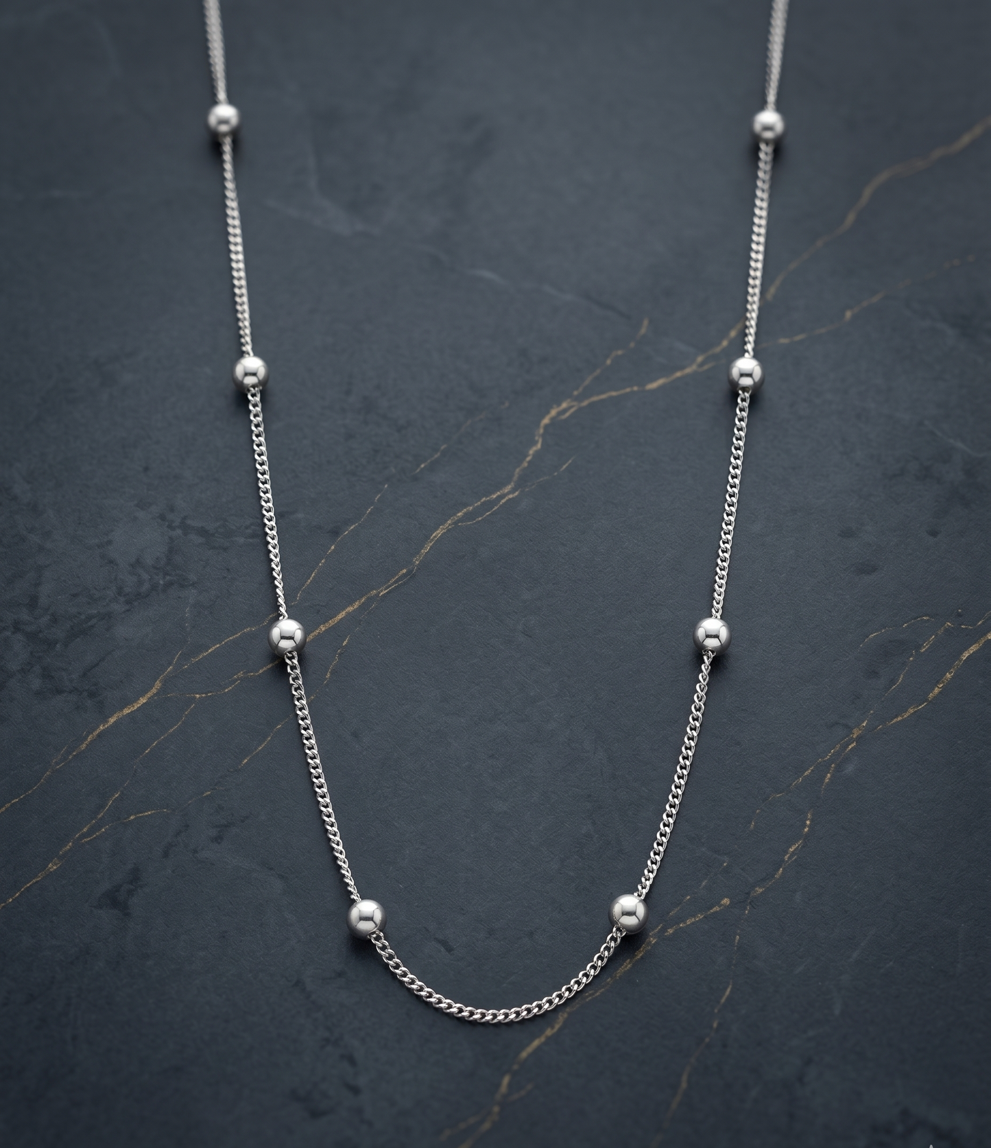 Silver Bead Station Chain