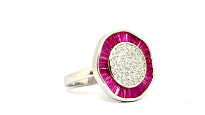 Silver Ruby & CZ Halo Ring