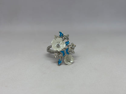 925 Sterling Silver Floral Butterfly Cocktail Ring