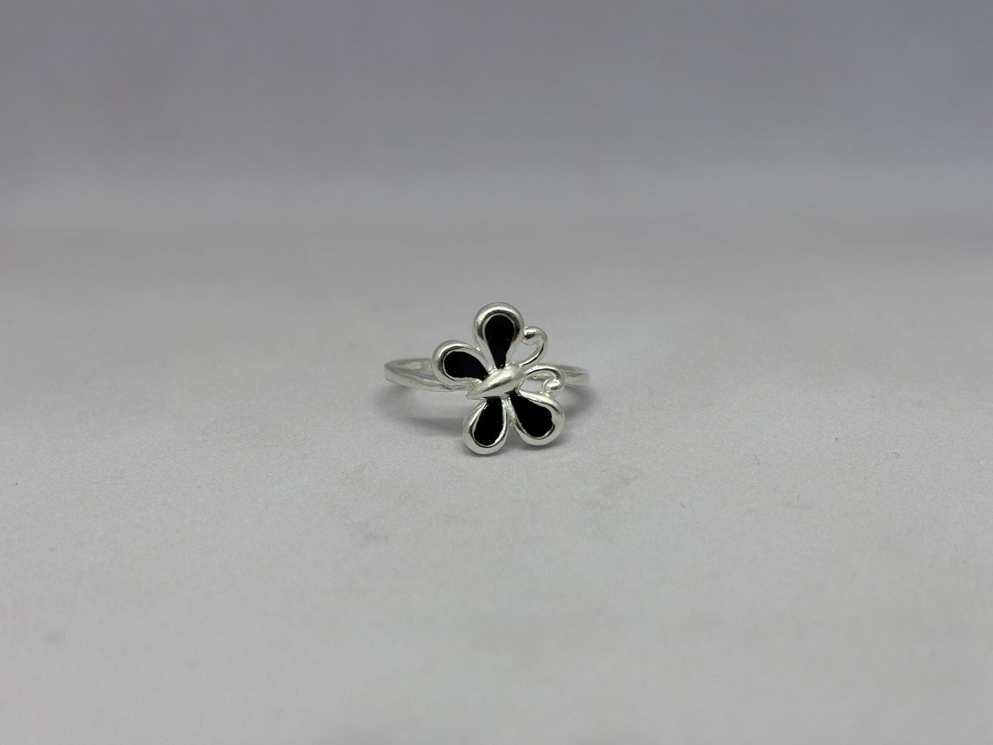 Midnight Bloom 925 Silver Enamel Ring