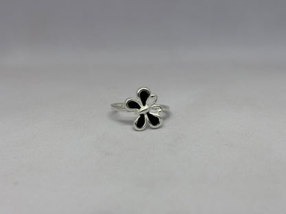 Midnight Bloom 925 Silver Enamel Ring