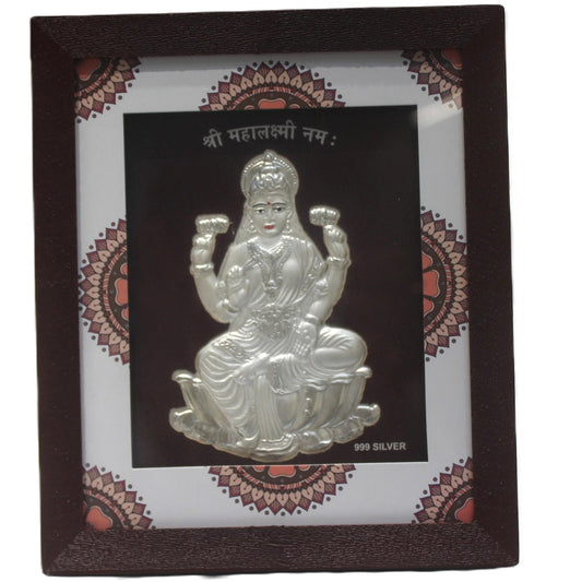 999 Silver Lakshmi Ji Frame | Goddess Mahalakshmi Idol for Pooja & Auspicious Gifting