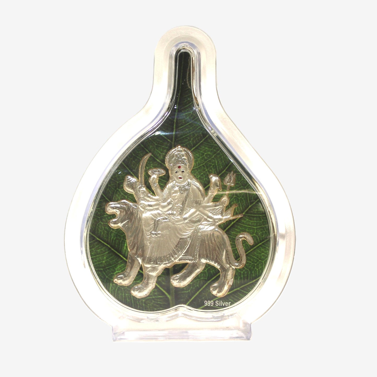 999 Silver Mata Rani Leaf Frame | Goddess Durga Idol for Pooja & Auspicious Gifting
