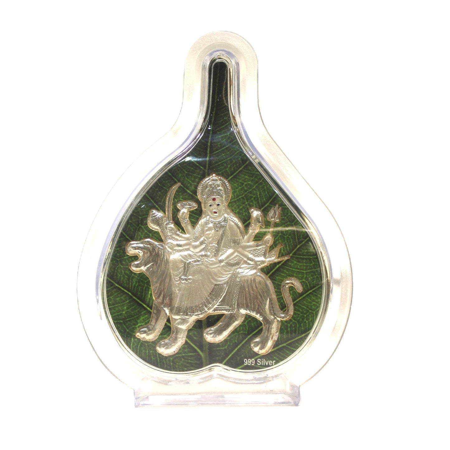 999 Silver Mata Rani Leaf Frame | Goddess Durga Idol for Pooja & Auspicious Gifting