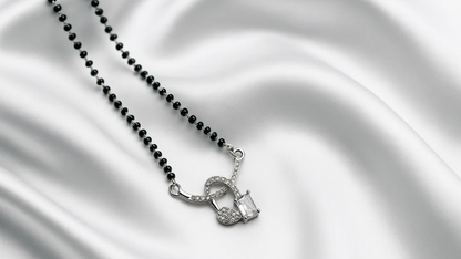 925 Silver Diamond-Cut Heart Mangalsutra