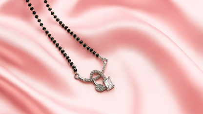 925 Silver Diamond-Cut Heart Mangalsutra