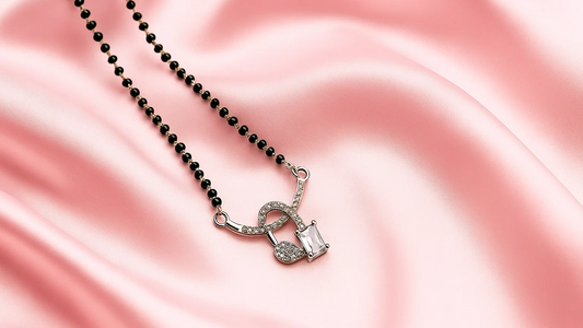 925 Silver Diamond-Cut Heart Mangalsutra