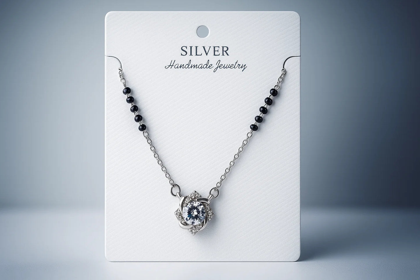 925 Silver Mangalsutra with Floral Pendant