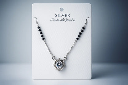 925 Silver Mangalsutra with Floral Pendant