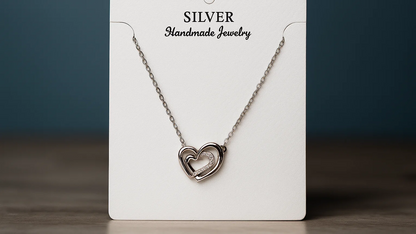 925 Silver Double Heart Pendant Necklace