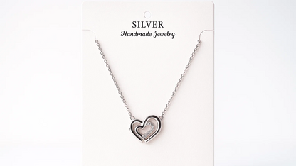 925 Silver Double Heart Pendant Necklace