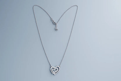 925 Silver Double Heart Pendant Necklace